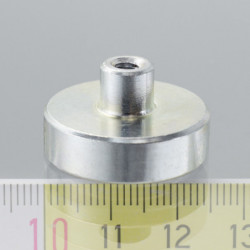 Magnetická šošovka so stopkou pr. 25 x výška 7 mm s vnútorným závitom M4, dlžka závitu 8 mm