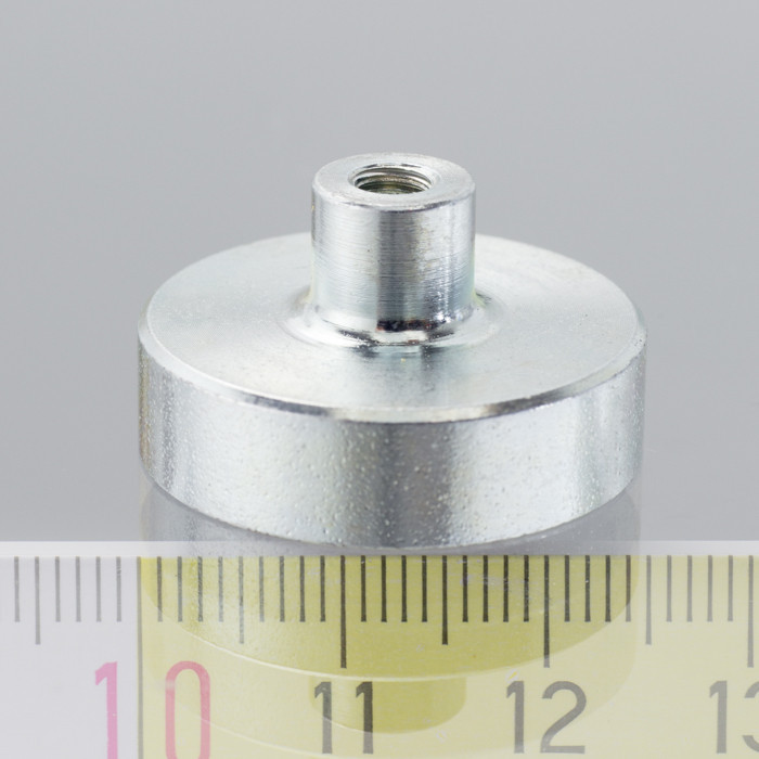 Magnetická šošovka so stopkou pr. 25 x výška 7 mm s vnútorným závitom M4, dlžka závitu 7 mm, SmCo magnet
