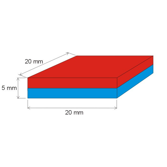Neodymový magnet hranol 20x20x5 N 80 °C, VMM7-N42