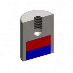 Magnetická šošovka valcová pr. 8 x výška 10 mm s vnútorným závitom M3. dĺžka závitu 5 mm