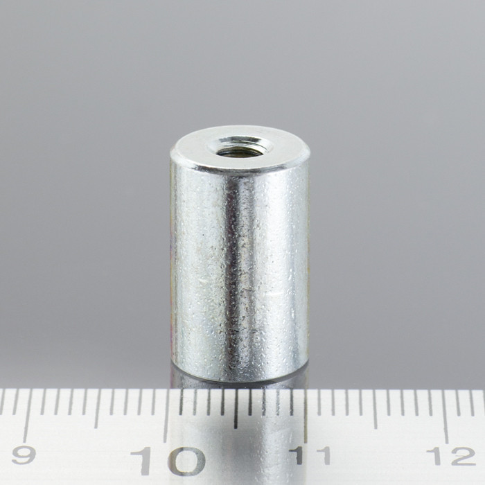 Magnetická šošovka valcová pr. 10 x výška 16 mm s vnútorným závitom M4. dĺžka závitu 7 mm
