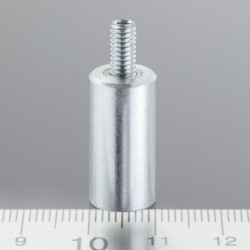 Magnetická šošovka valcová pr. 10 x výška 20 mm s vonkajším závitom M4. dĺžka závitu 8 mm