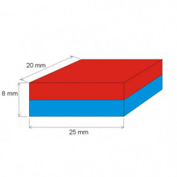Neodymový magnet hranol 25x20x8 N 80 °C, VMM4-N30