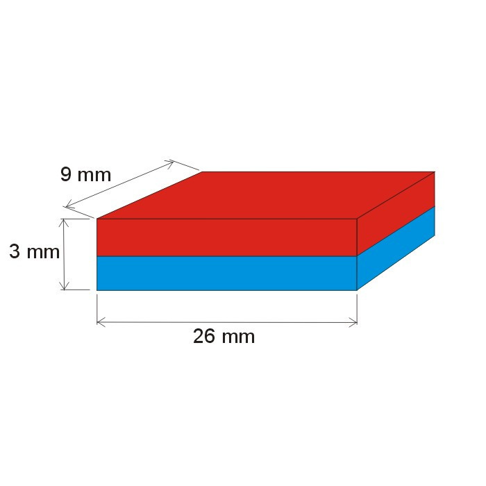 Neodymový magnet hranol 26x9x3 P 180 °C, VMM5UH-N35UH