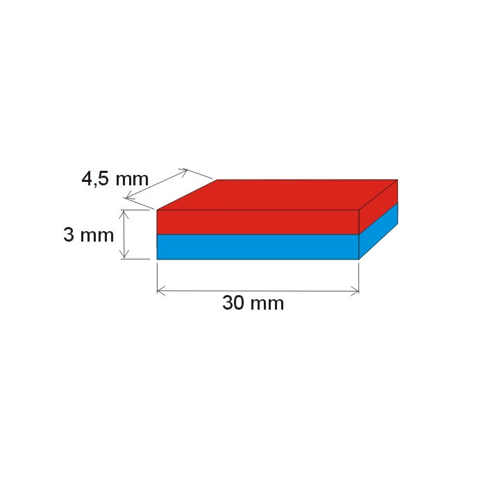 Neodymový magnet hranol 30x4,5x3 N 150 °C, VMM8SH-N45SH