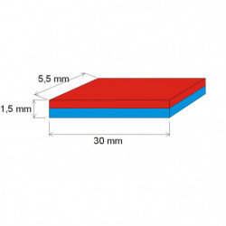 Neodymový magnet hranol 30x5,5x1,5 P 150 °C, VMM8SH-N45SH