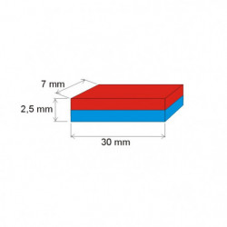 Neodymový magnet hranol 30x7x2,5 P 180 °C, VMM5UH-N35UH