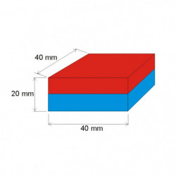 Neodymový magnet hranol 40x40x20 N 80 °C, VMM11-N52