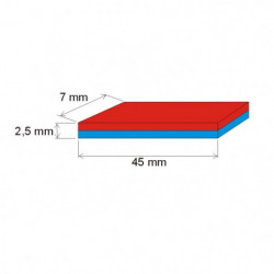 Neodymový magnet hranol 45x7x2,5 P 180 °C, VMM5UH-N35UH