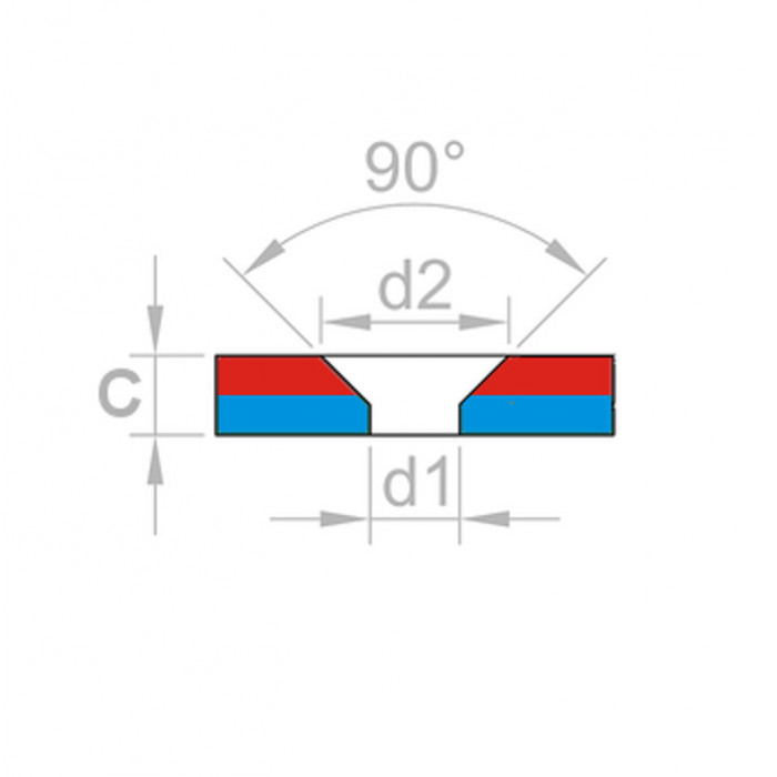 Neodymový magnet hranol s dierou pre šrób so zápustnou hlavou 20 x 20 x 4 N 80 °C, VMM4-N35