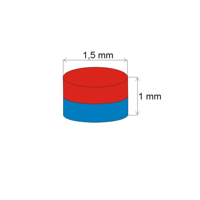 Neodymový magnet valec pr.1,5x1 N 80 °C, VMM8-N45