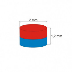 Neodymový magnet valec pr.2x1,2 N 80 °C, VMM8-N45
