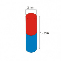 Neodymový magnet valec pr.2x10 Z 80 °C, VMM4-N35