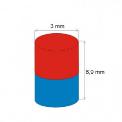 Neodymový magnet valec pr.3x6,9 N 80 °C, VMM4-N35