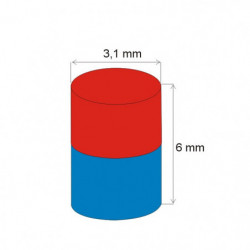 Neodymový magnet valec pr.3,1x6 N 80 °C, VMM4-N30