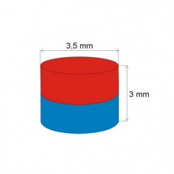 Neodymový magnet valec pr.3,5x3 N 80 °C, VMM5-N38