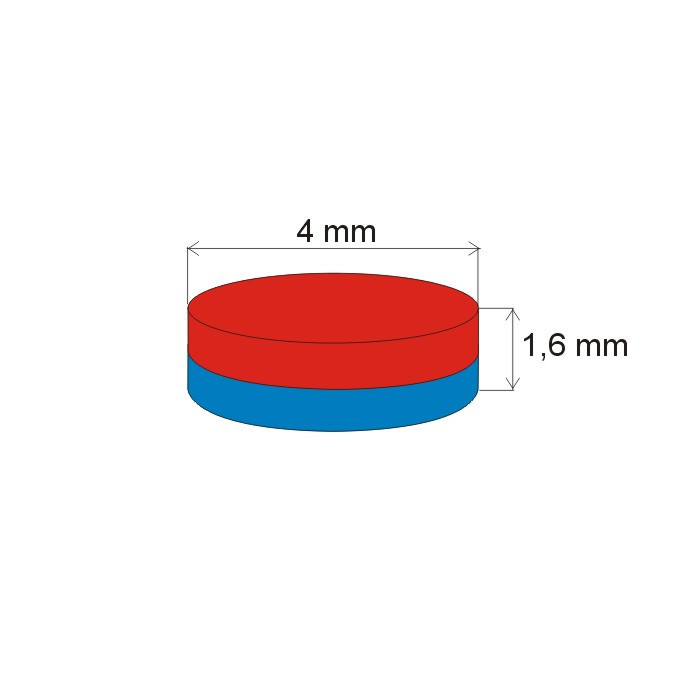 Neodymový magnet valec pr.4x1,6 N 80 °C, VMM10-N50