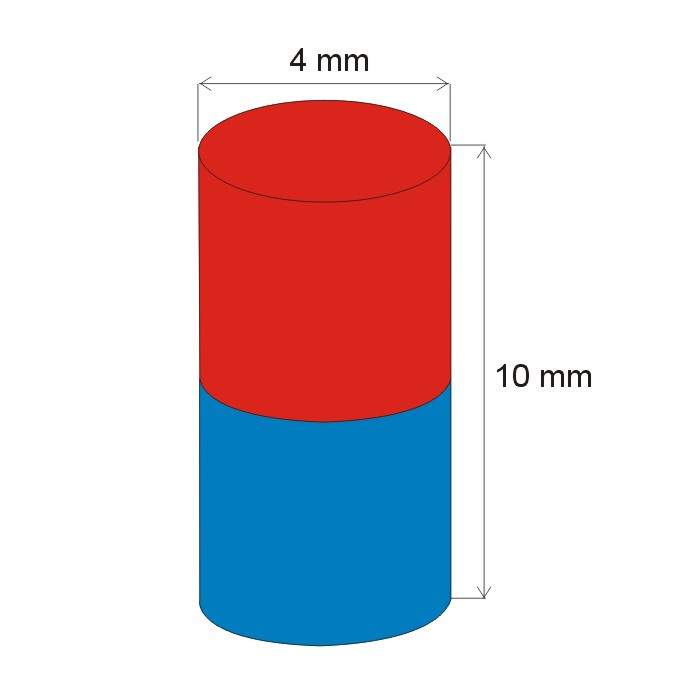 Neodymový magnet valec pr.4x10 N 80 °C, VMM8-N45
