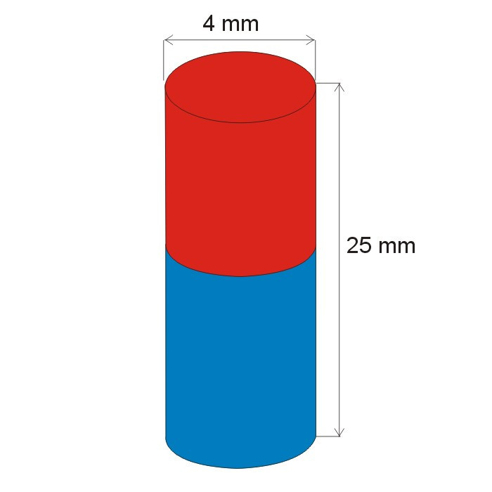 Neodymový magnet valec pr.4x25 N 80 °C, VMM7-N42