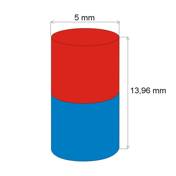 Neodymový magnet valec pr.5x13,96 N 80 °C, VMM8-N45