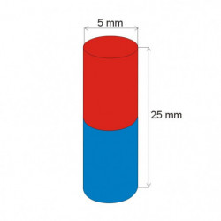 Neodymový magnet valec pr.5x25 N 80 °C, VMM8-N45
