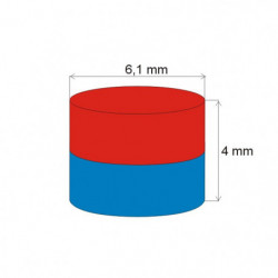 Neodymový magnet valec pr.6,1x4 N 80 °C, VMM4-N35
