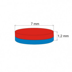 Neodymový magnet valec pr.7x1,2 N 80 °C, VMM5-N38