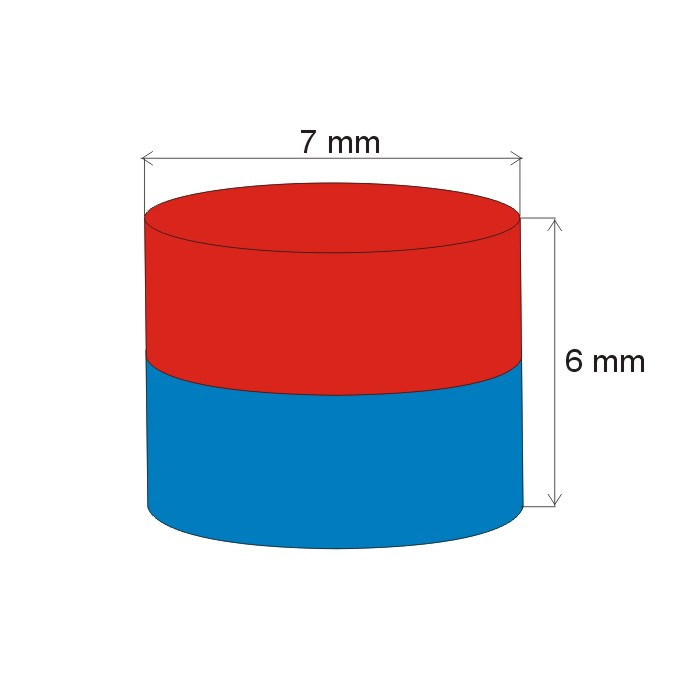 Neodymový magnet valec pr.7x6&nbsp_N 80 °C, VMM7-N42