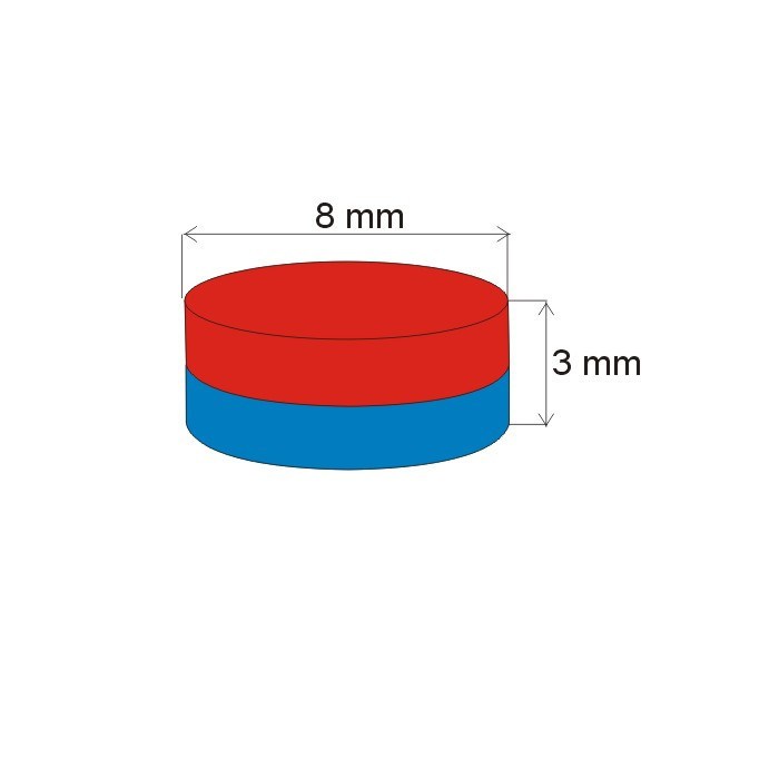 Neodymový magnet valec pr.8x3&nbsp_N 80 °C, VMM8-N45