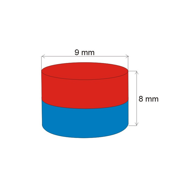 Neodymový magnet valec pr.9x8&nbsp_N 80 °C, VMM4-N30