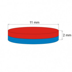 Neodymový magnet valec pr.11x2 N 80 °C, VMM4-N35