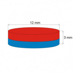 Neodymový magnet valec pr.12x3 N 80 °C, VMM4