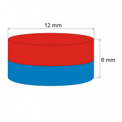 Neodymový magnet valec pr.12x6 N 80 °C, VMM8-N45