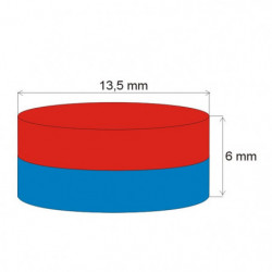 Neodymový magnet valec pr.13,5x6 N 80 °C, VMM7-N42
