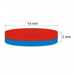 Neodymový magnet valec pr.14x2 N 80 °C, VMM5-N38