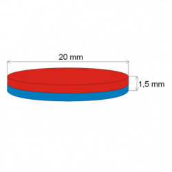 Neodymový magnet valec pr.20x1,5 N 80 °C, VMM4-N35