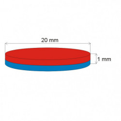 Neodymový magnet valec pr.20x1 N 80 °C, VMM6-N40