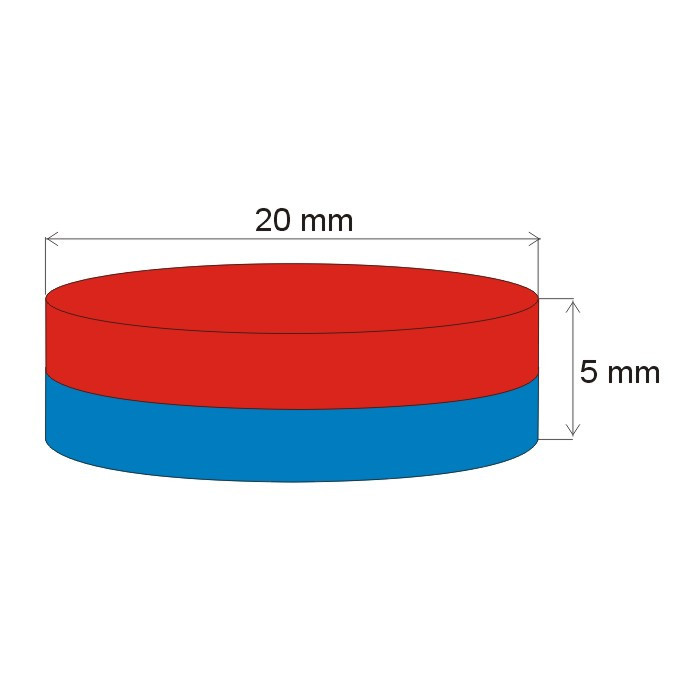 Neodymový magnet valec pr.20x5 N 80 °C, VMM7-N42