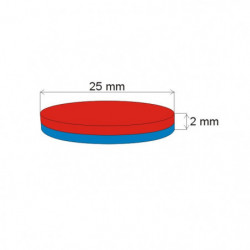Neodymový magnet valec pr.25x2 N 80 °C, VMM4-N35