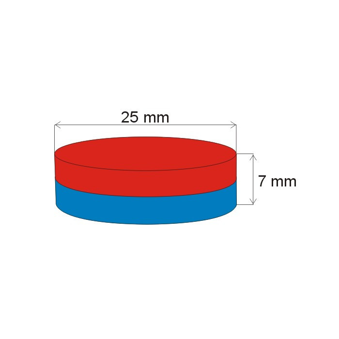 Neodymový magnet valec pr.25x7 N 80 °C, VMM7-N42