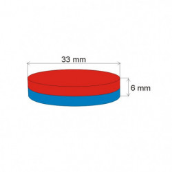 Neodymový magnet valec pr.33x6 N 80 °C, VMM5-N38