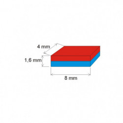 Neodymový magnet hranol 8x4x1,6 P 180 °C, VMM5UH-N35UH