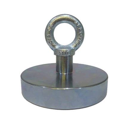 Jednostranný neodýmový fishing magnet s priemerom 100 mm a udávanou silou 530 kg